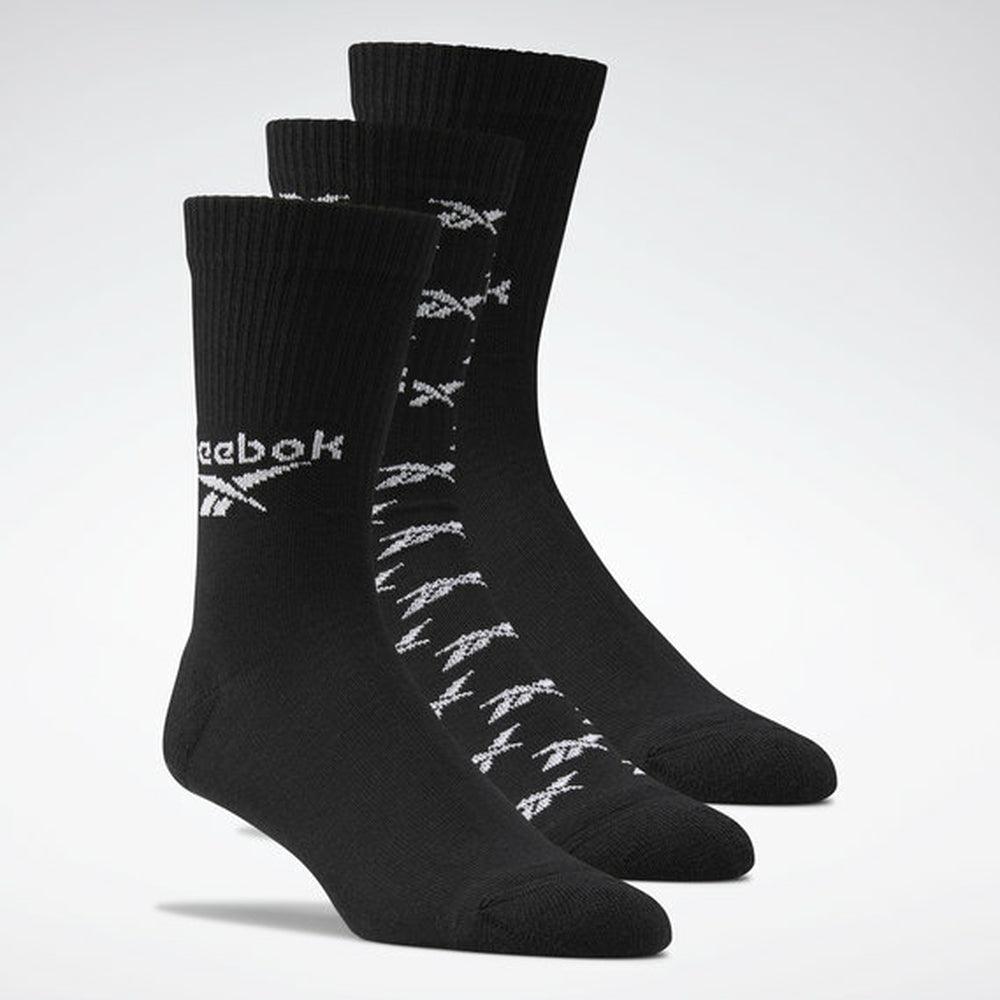 Reebok 3 pack logo crew socks in Black