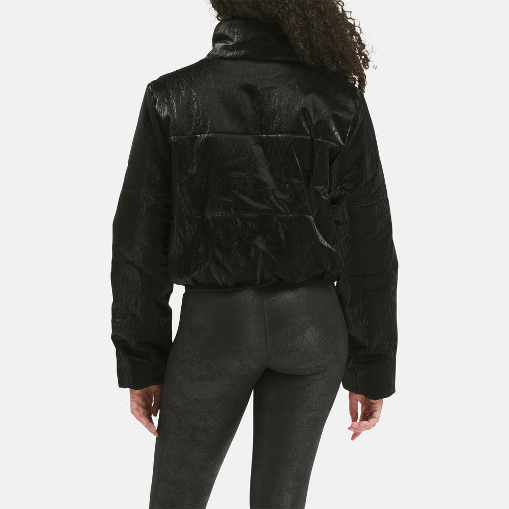 Faux Leather Fashion Puffer Jacket