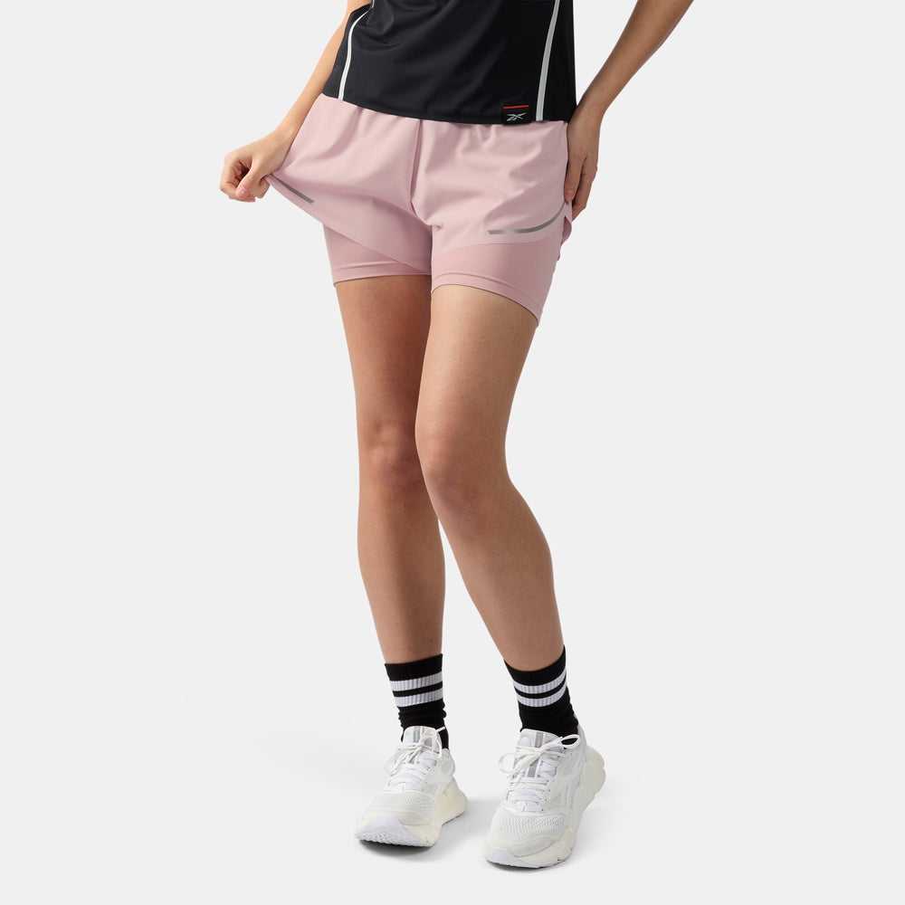 lux metallic 2-in-1 running shorts