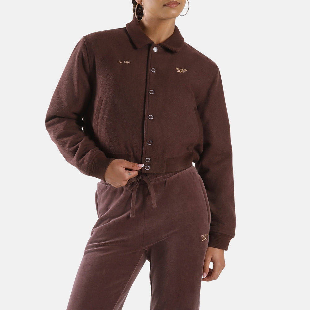 Reebok Elevated Athletic Cropped Varsity Bomber